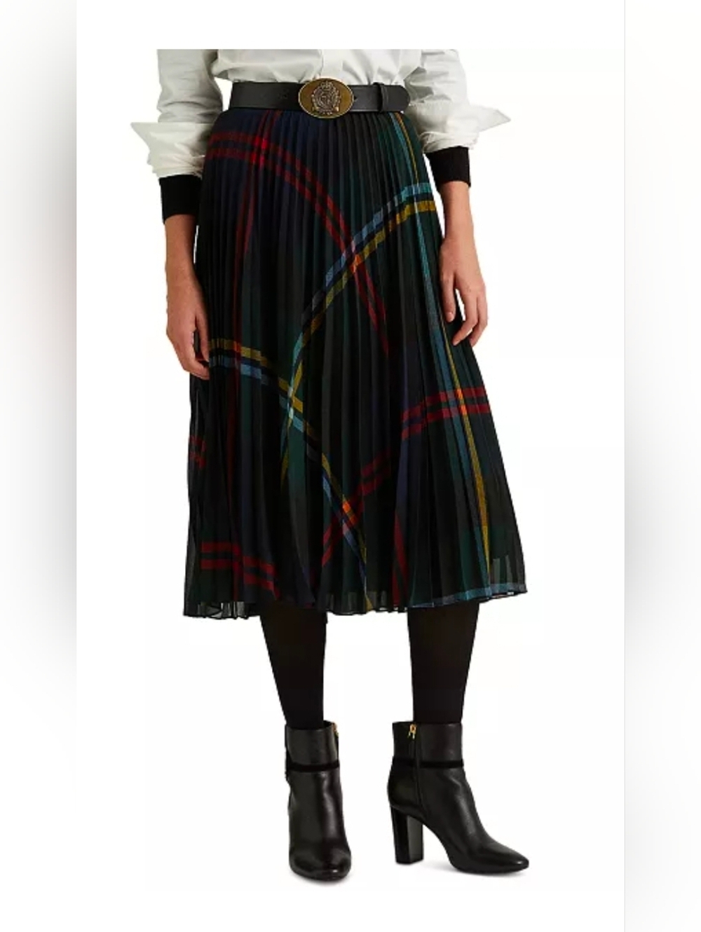 Ralph Lauren Pleated Plaid Midi Skirt - Picture 8 of 8